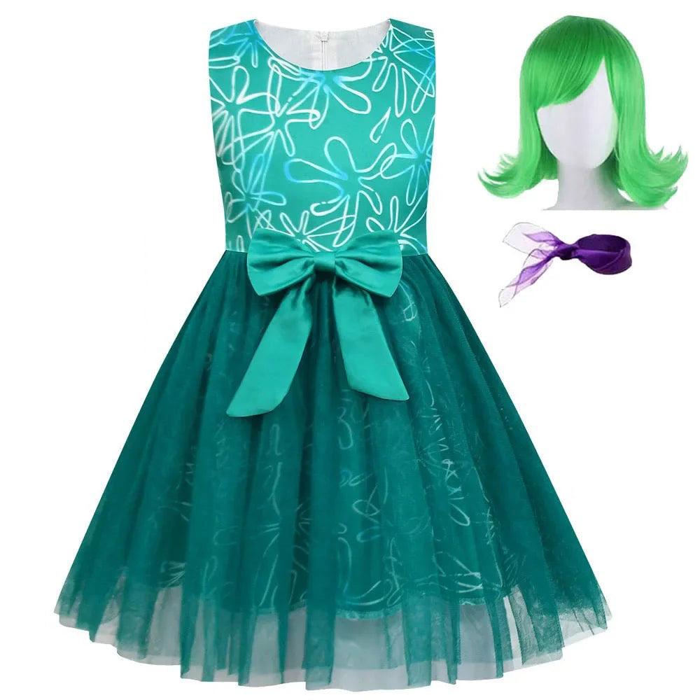 Kids Disgust Costume Movie Character Disgust Cosplay Dress Girls Princess Dress Up