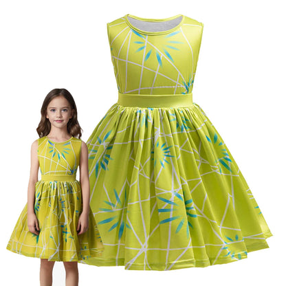 Girls Joy Dress Movie Cosplay Outfit Birthday Party Dress Yellow Printing Dress