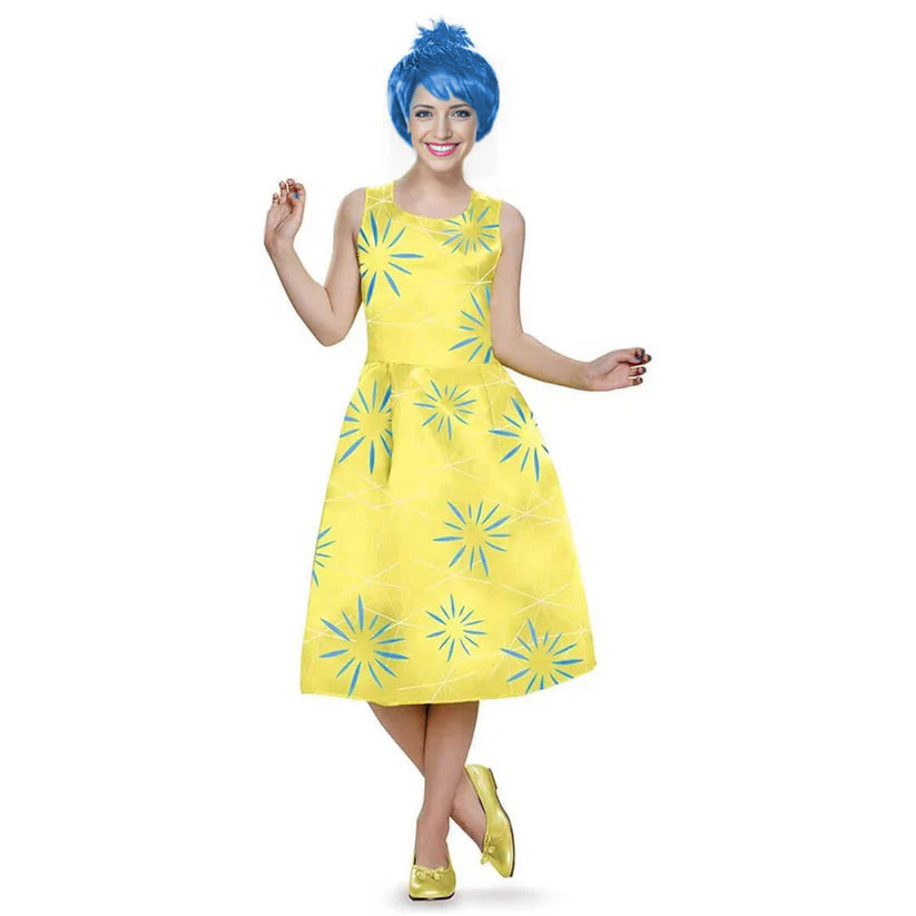 Women Inside 2 Joy Costumes Classic Yellow Joy Dress Halloween Cosplay Outfit