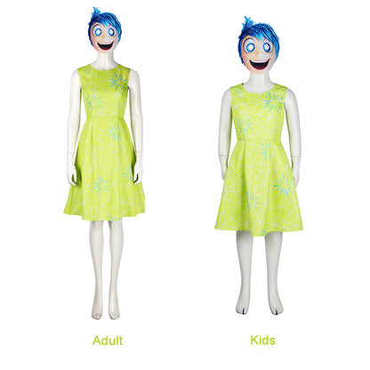 Inside Out Joy Dress and Mask Party Cosplay Joy Costume Sleeveless Yellow Dress