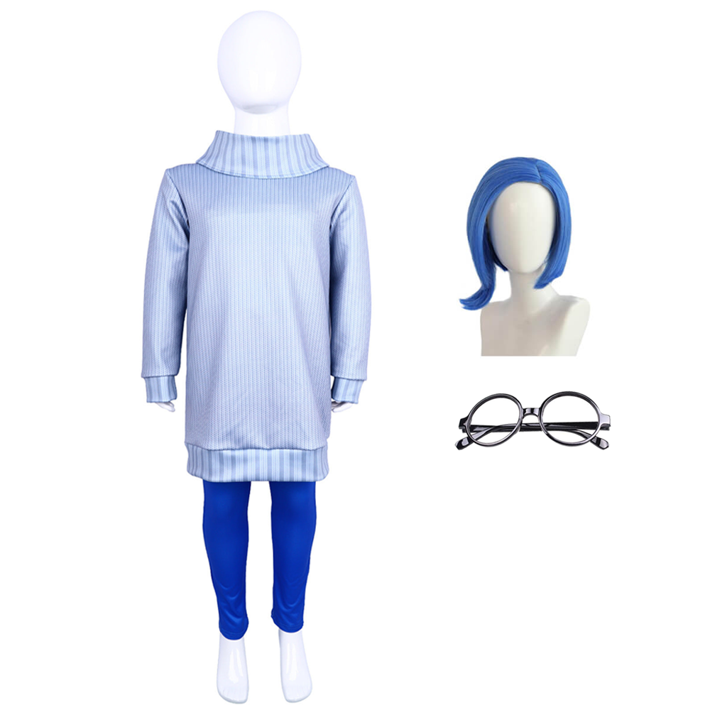 Kids Inside Out Sadness Costume Party Cosplay Tunic and Pants Halloween Costumes