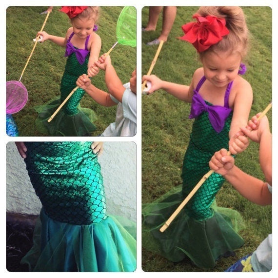 The Little Mermaid Sundress Girl's Mermaid Shimmering Slip Dress Party Princess Dress Up Costume