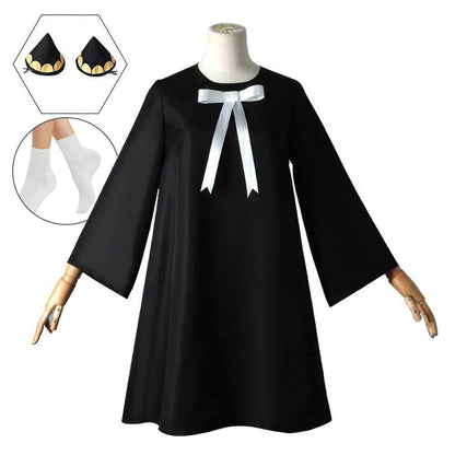 Anya Forger Cosplay Costume Homewear Black Dress with Hair Accessories