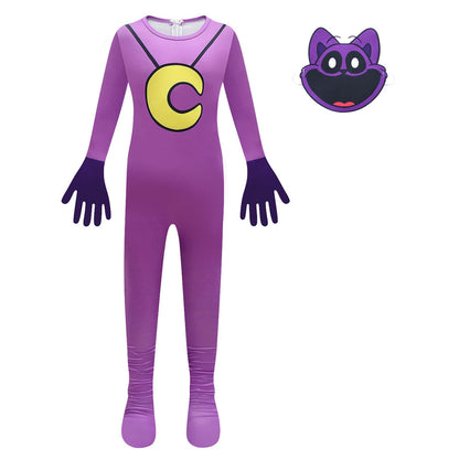 Kids Catnap Costume Smiling Critters Catnap Cosplay Jumpsuit Mask and Bag