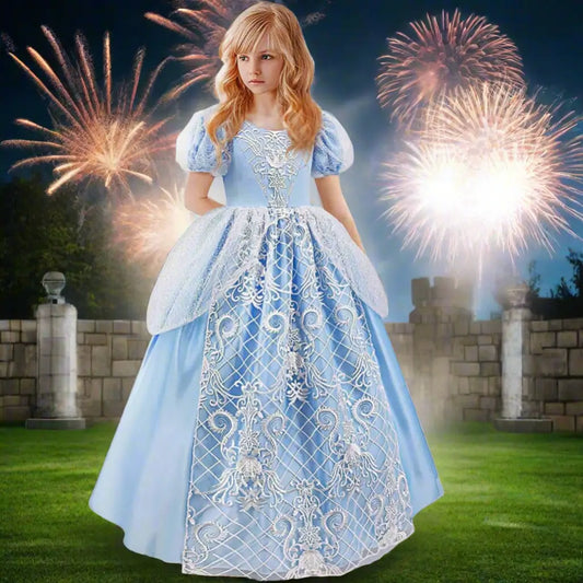 Girs Cinderella Dress Birthday Carnival Princess Cosplay Dressing up Halloween Costume