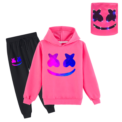 Kids DJ Marshmallow Hoodie Pants Light Up Helmet Multi-color Marsh-Mello Cosplay Outfits