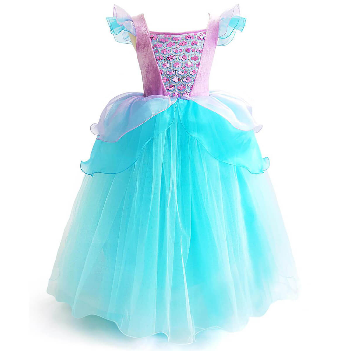 Girls Mermaid Princess Dress With Shiny Sequin Birthday Party Holiday Costume For Age 3-10