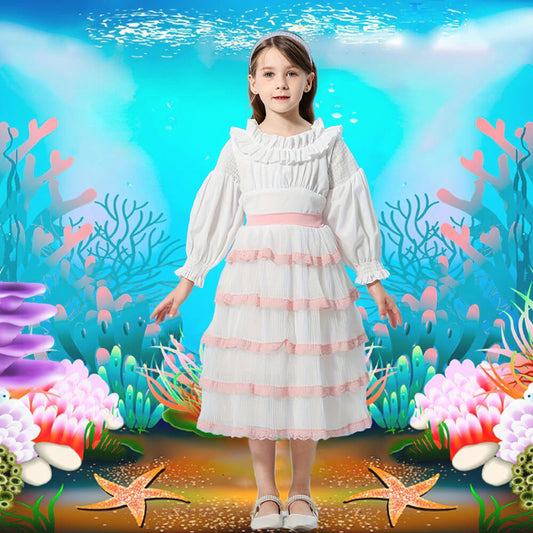 Sea Princess Ariel Dress Little Mermaid Costume Pink Birthday Princess Dress