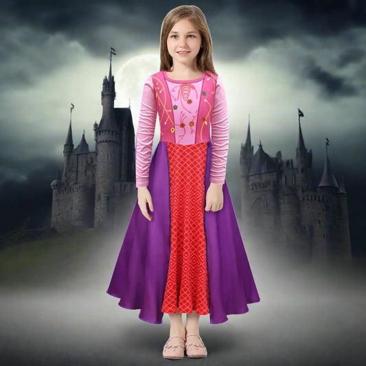 Sarah Sanderson Costume Girls Halloween Witch Cosplay Dress Sanderson Sister Outfit