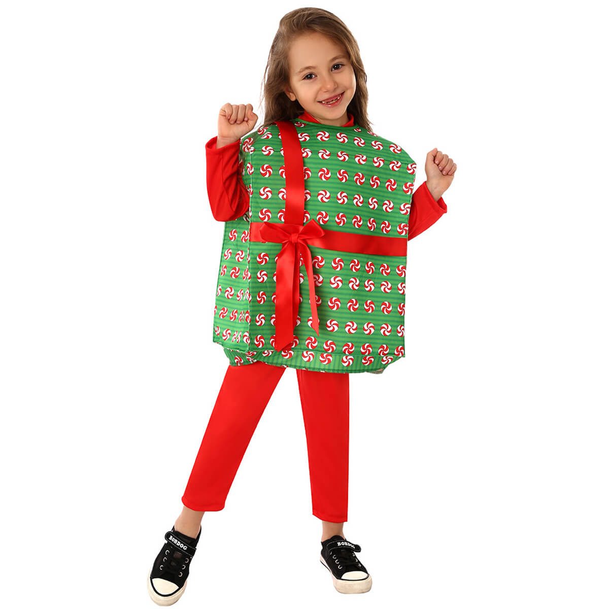 Kids Christmas Present Costume Boys Girls Gift Box Tops and Jumpsuit 2pcs Suit for Xmas Party