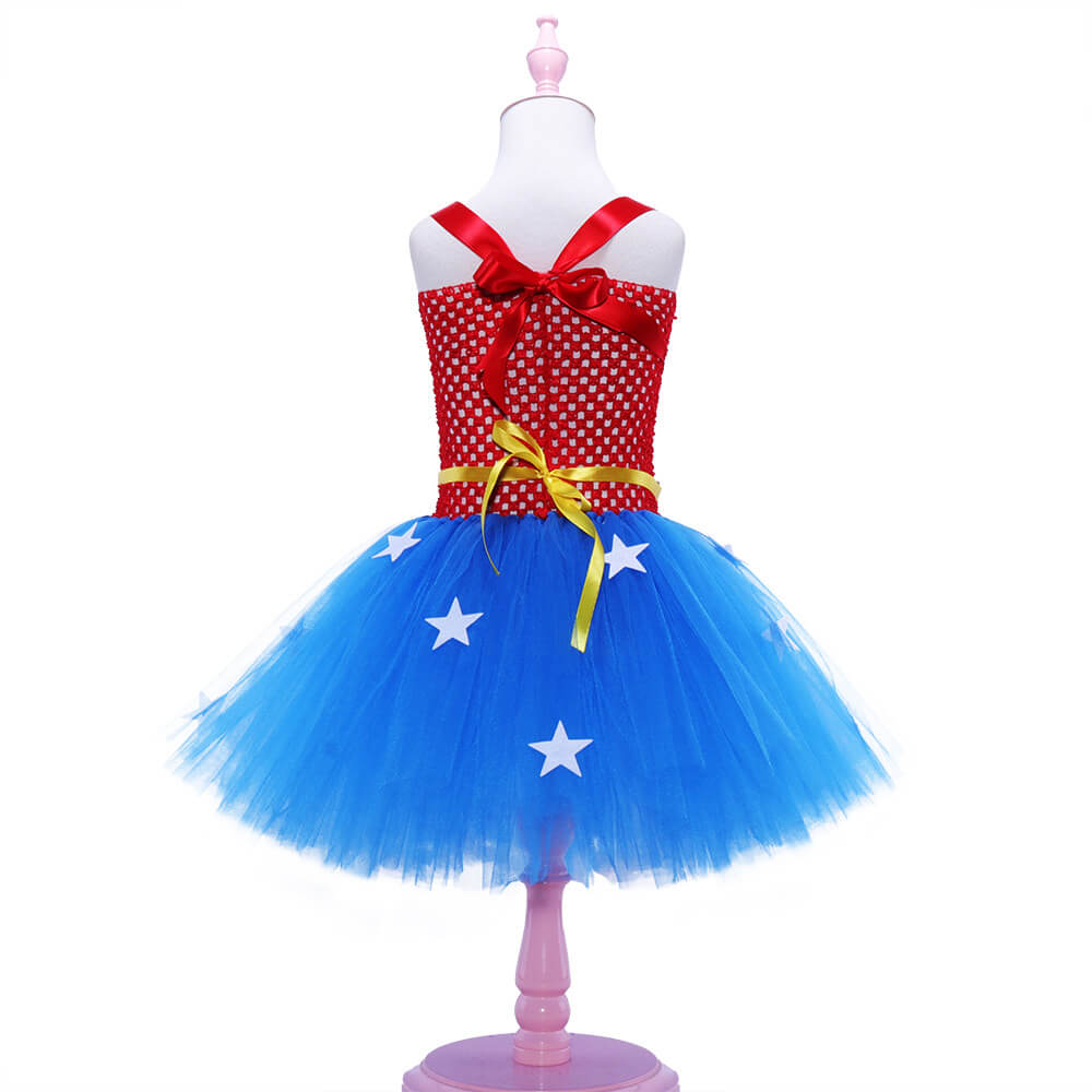 Wonder Girl Costume Handmade Metallic Kids Femal Superhero Tutu Dress