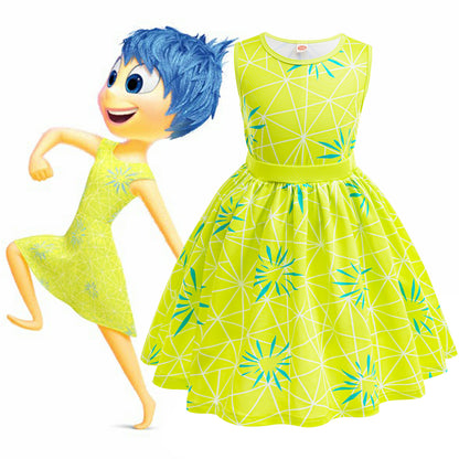 Kids Joy Inside Out Costume 2024 Movie Emotion Joy Cosplay Outfit Halloween Costume