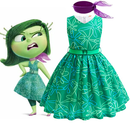 Kids Kids Disgust Inside Out Costume 2024 Movie Character Disgust Dress Cosplay Outfit Full Set