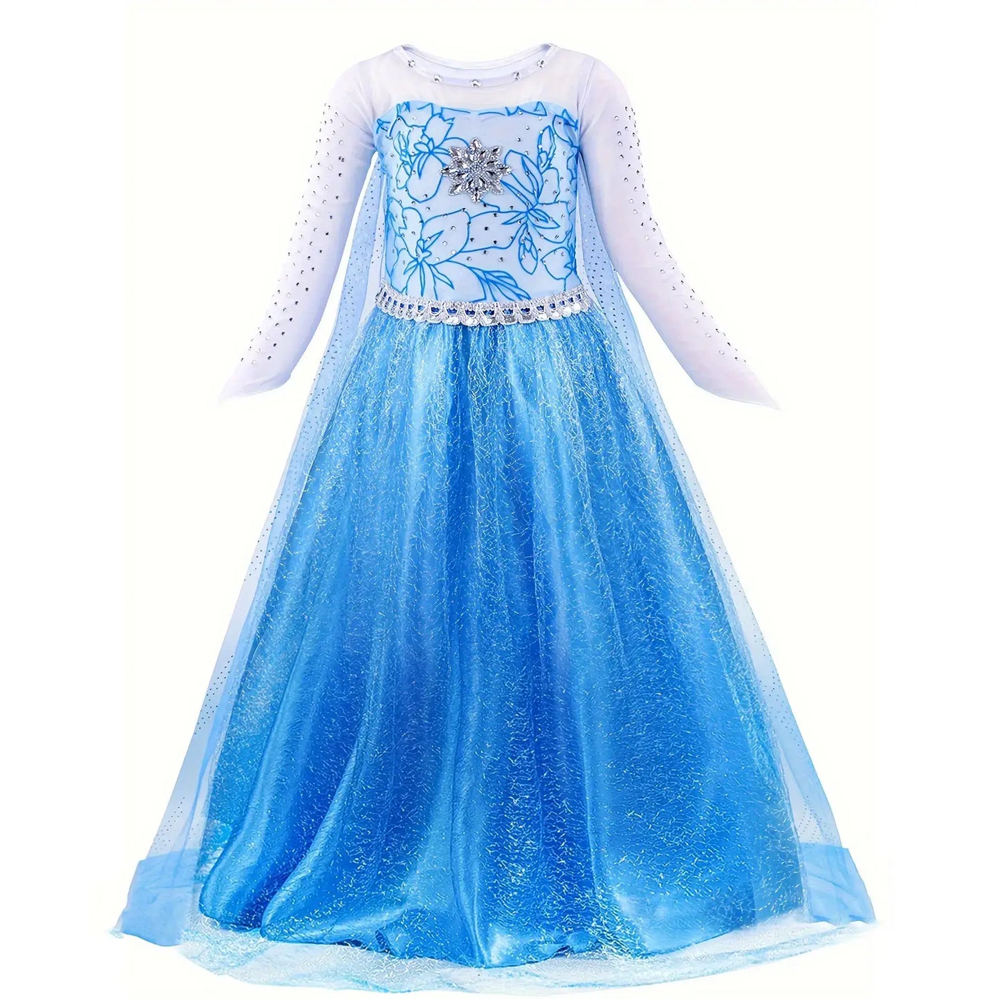 Light Up Princess Elsa Dress for Girls Ice and Snow Princess Dress Halloween Christmas Dress Up