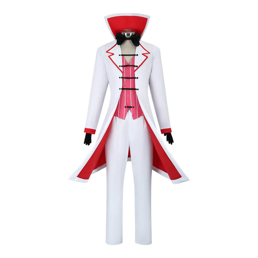 Adult Lucifer Cosplay Costume Mens Fancy Lucifer Morningstar Outfit with Gloves White Hat for Dress Up Party