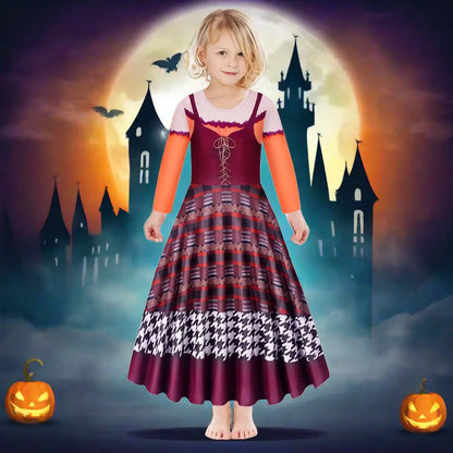 Kids Mary Sanderson Costume Hallowen Witch Cosplay Dress