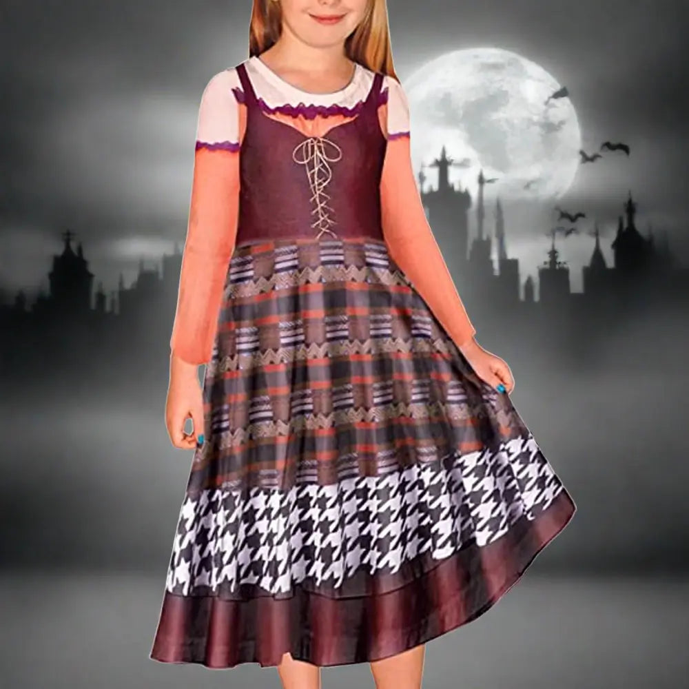 Kids Mary Sanderson Costume Hallowen Witch Cosplay Dress