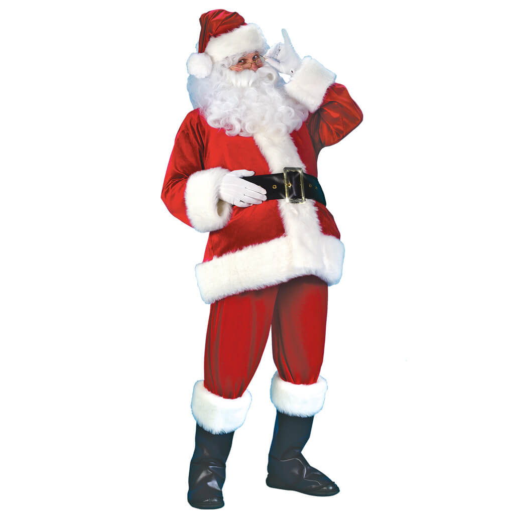 Men's Santa Claus Costume Adult Christmas Deluxe Santa Suit Set