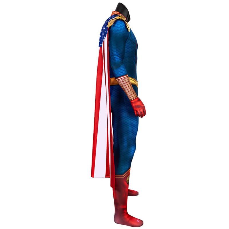 Mens Homelander Costume Boys Cosplay Jumpsuit with Cape for Dress Up Party