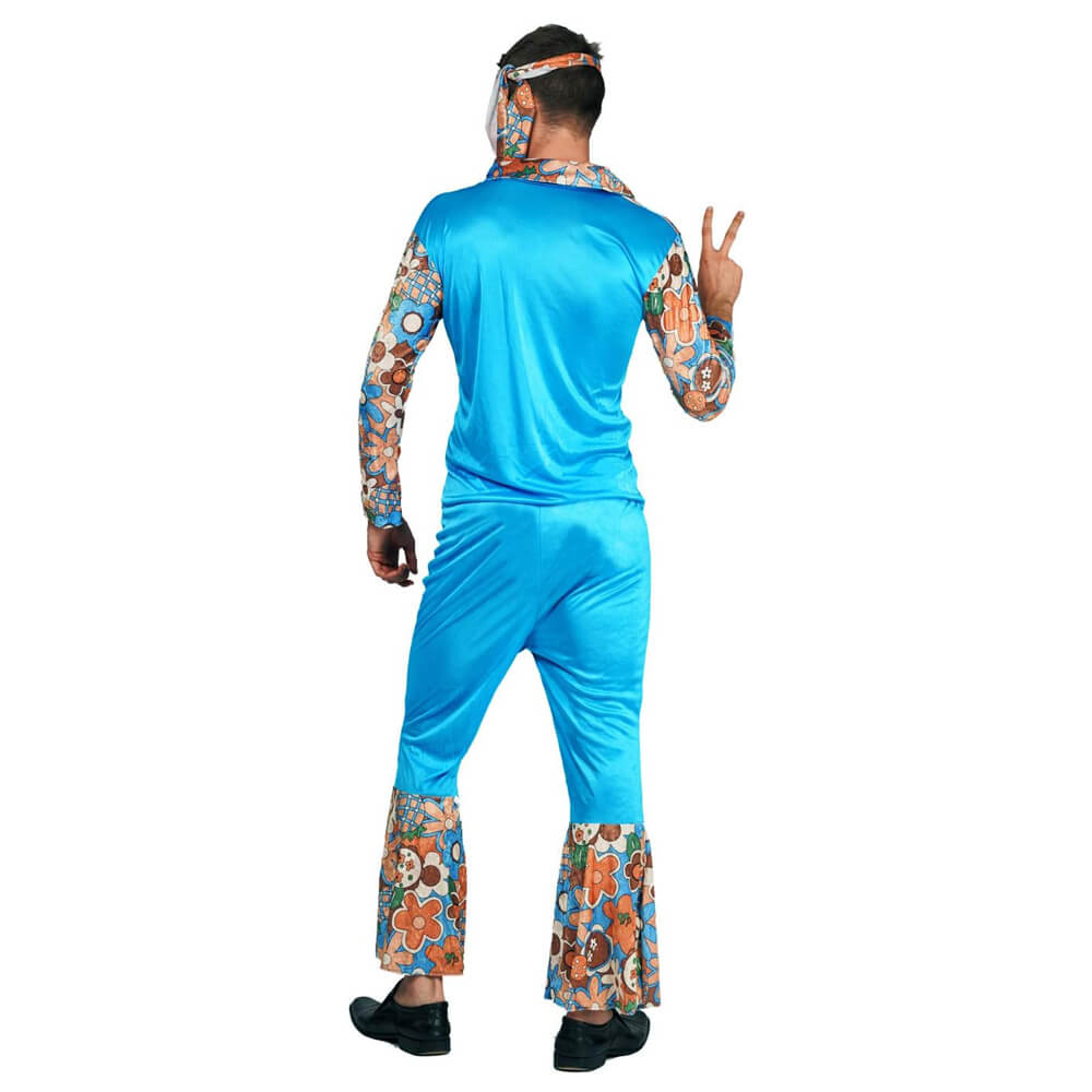 Mens Hippie Costume 1970s 80s Adult Disco Outfit Retro Rock Dress Up Suit for Themed Parties