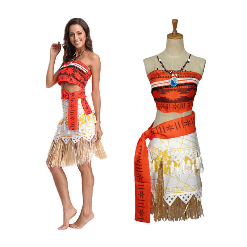 Princess Moana Costume Women and Girls Polynesian Cosplay Costume Beach Dress Up Outfits