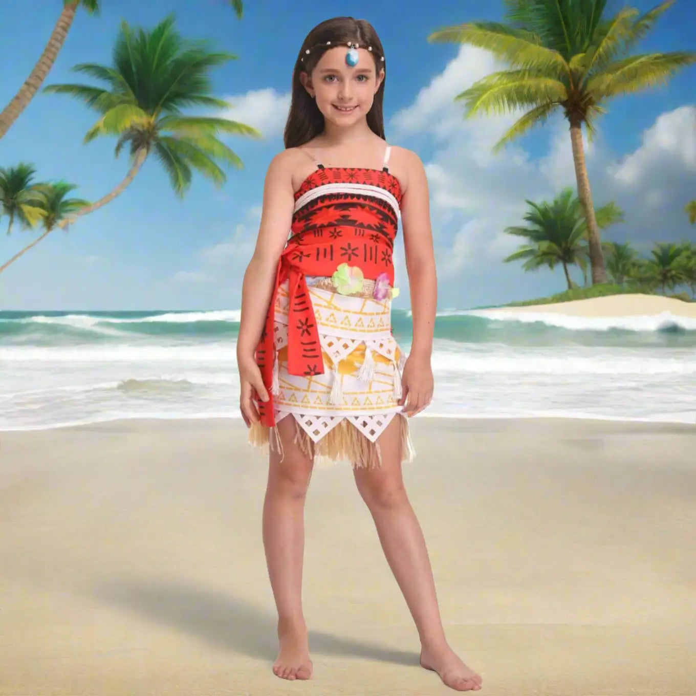 Princess Moana Costume Women and Girls Polynesian Cosplay Costume Beach Dress Up Outfits