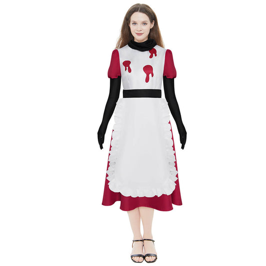 Niffty Costume White And Red Dress with Accessories Hazbin Hotel Cosplay Outfit