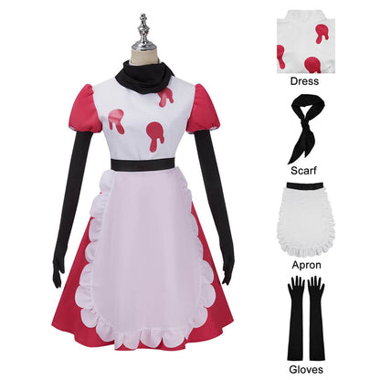 Niffty Costume White And Red Dress with Accessories Hazbin Hotel Cosplay Outfit