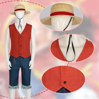 Luffy Costume Straw Hats Pirates Cosplay Outfit Monkey D. Luffy Costume