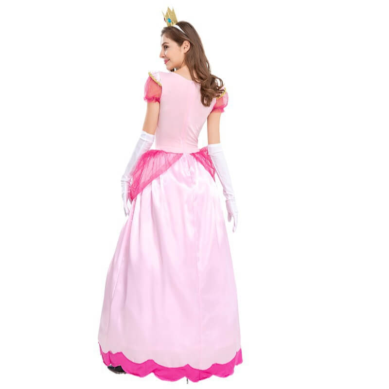 Womens Super Brothers Princess Peach Costume Halloween Cosplay Outfit