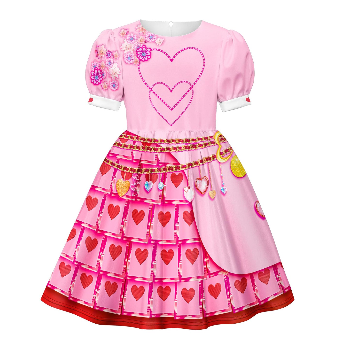 Queen of Hearts Costume Girls Adults Princess Bridget Pink Dress and Wig for Halloween Carnival