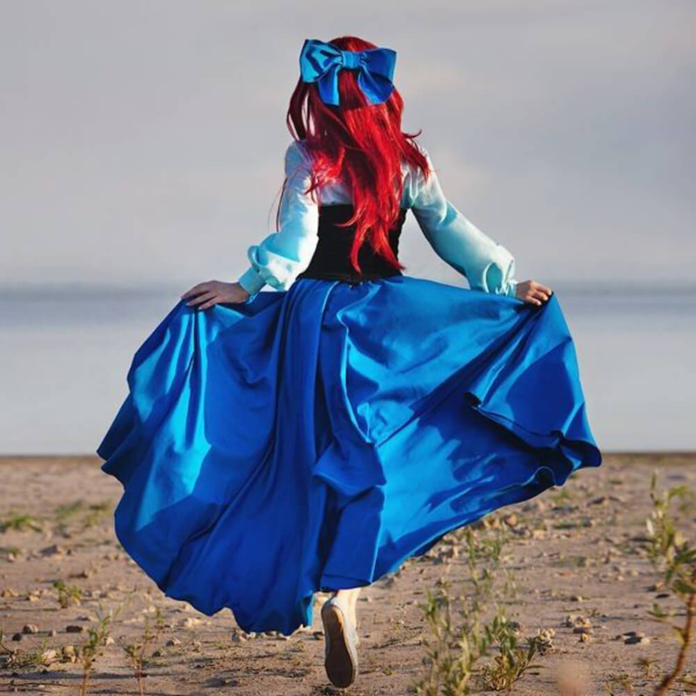 Ariel Blue Dress Princess Ariel Costume 3pcs Mother-daughter Little Mermaid Costume for Kids Adult Halloween Cosplay