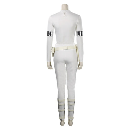 Padme Costume Princess Padme Amidala Two-piece White Action Attire on Geonosis