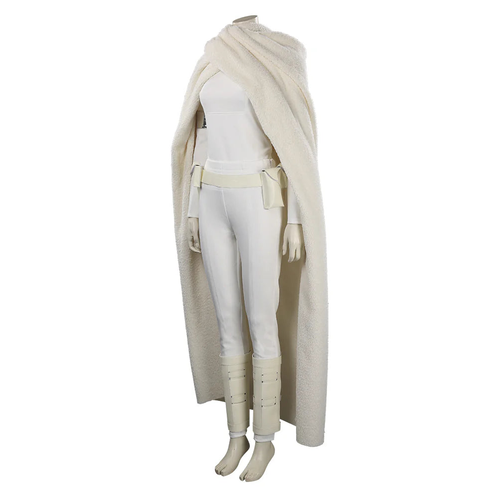 Padme Costume Princess Padme Amidala Two-piece White Action Attire on Geonosis