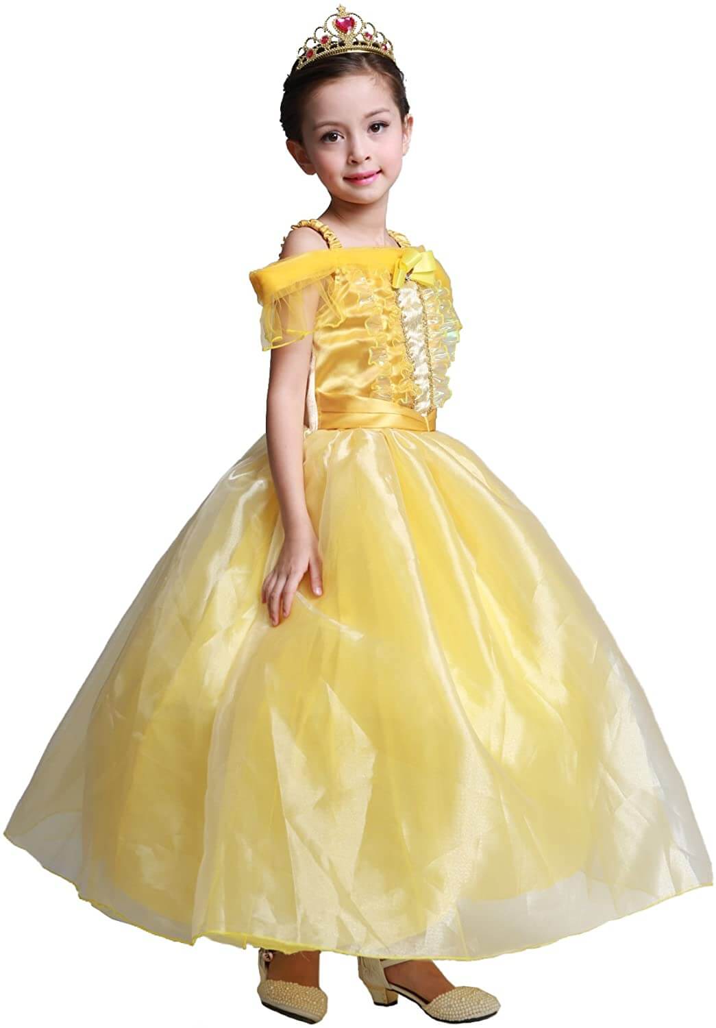 Girls Sleeveless Ball Gown Dress Beast Princess Costume Halloween Cosplay