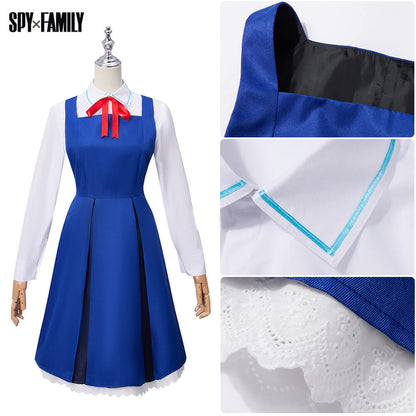 Anya Forger Blue Dress Anime Anya Forger Cosplay Costume Shirt Dress Full Set