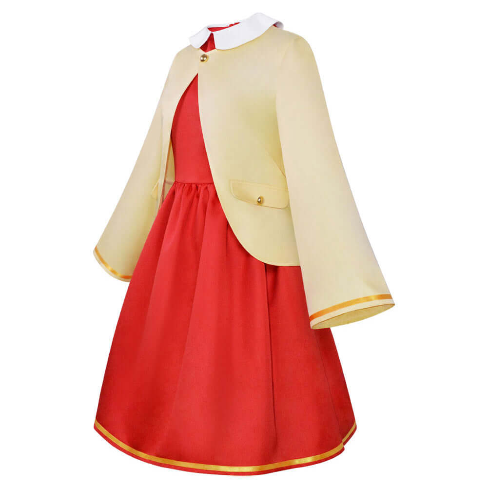 Anya Forger Red and Yellow Dress Anime Costume Halloween Cosplay Outfit