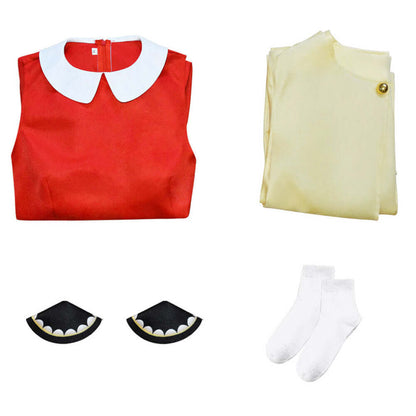 Anya Forger Red and Yellow Dress Anime Costume Halloween Cosplay Outfit