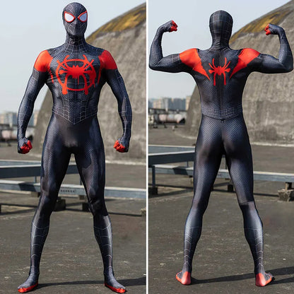 Miles Morales Spiderman Costume Bodysuit with Mask Spider Man Cosplay Outfit Halloween Costumes