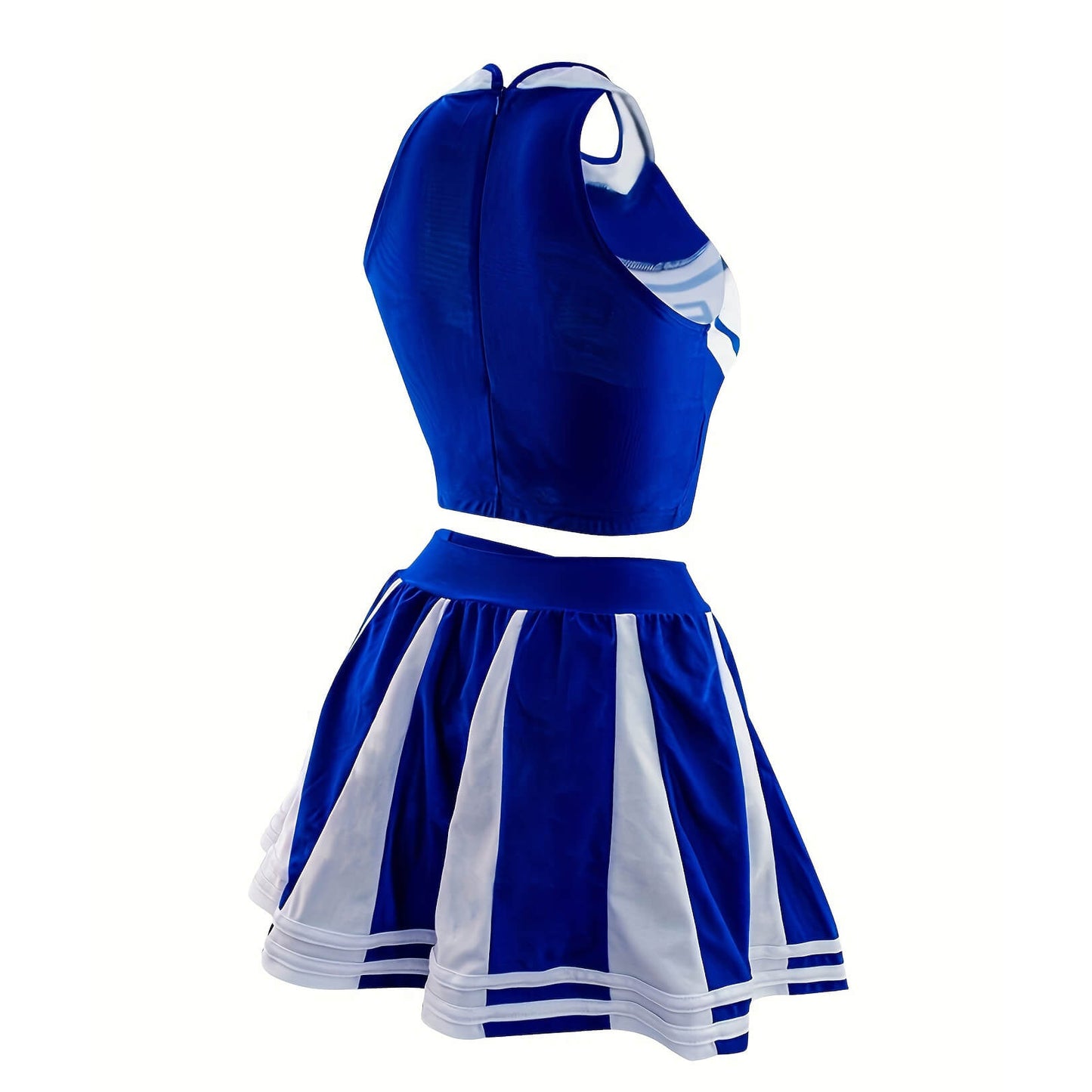 Sexy Cheerleader Costume Schoolgirl Cheerleading Uniforms Women Crop Top with Pleated Skirt Pom Poms Socks