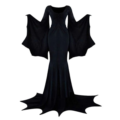 Morticia Addams Costume Women Vampire Bat Dress Adams Family Cosplay Outfit