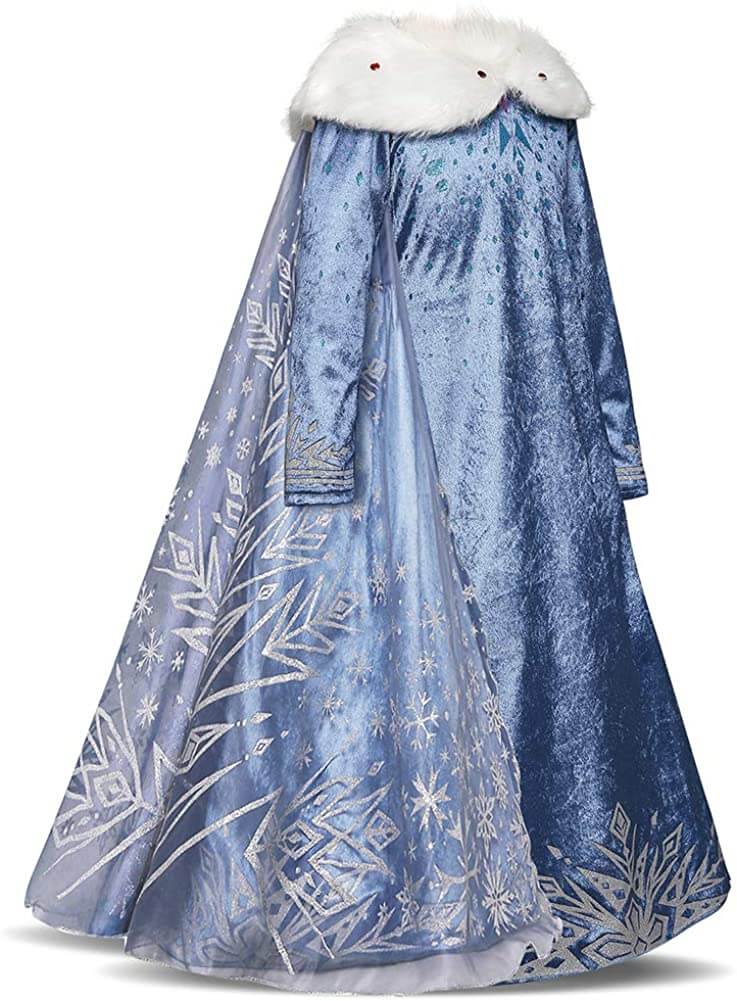 Snow Queen Elas Costume Princess Elsa Warm Dress For Winter