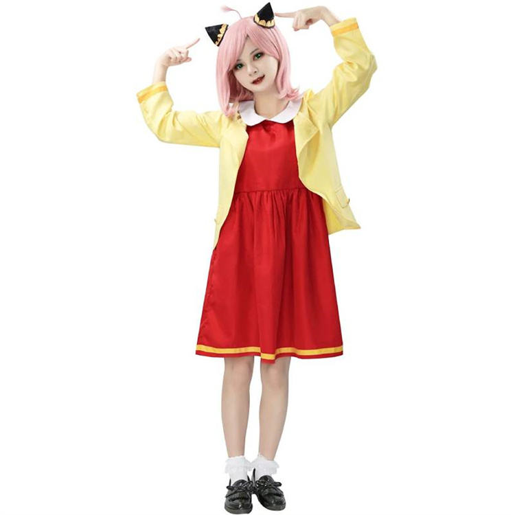 Anya Forger Red and Yellow Dress Anime Costume Halloween Cosplay Outfit