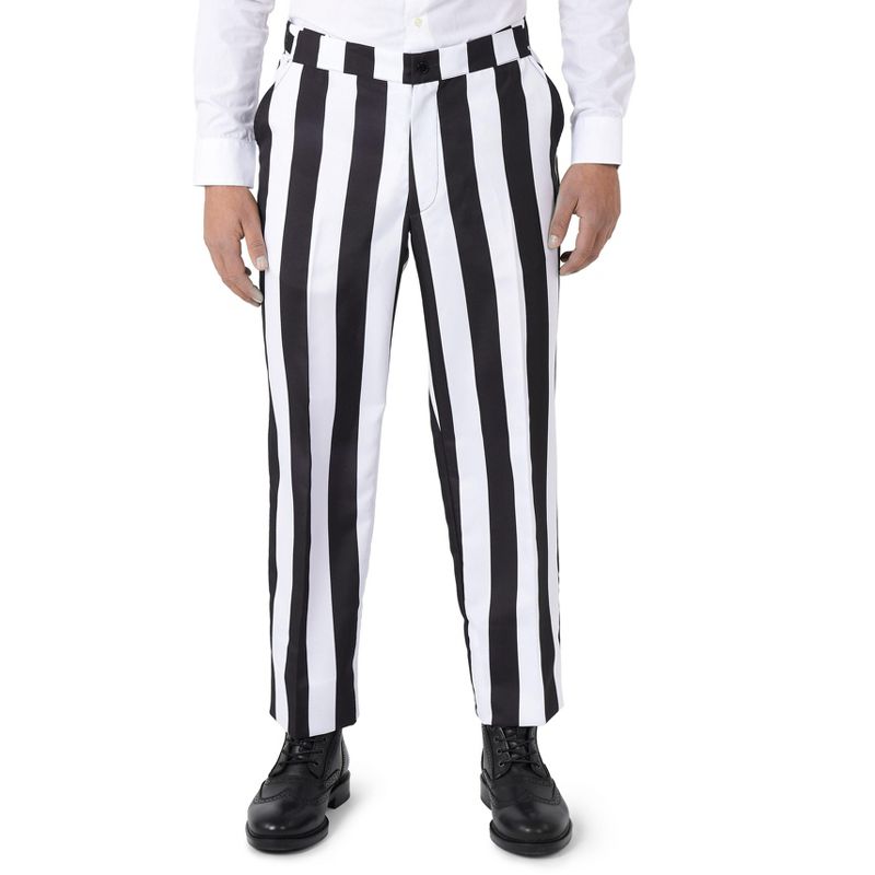 Men's Betelgeuse Costume Black and White Striped Suit Jacket Pants Shirts Outfit for Halloween Cosplay