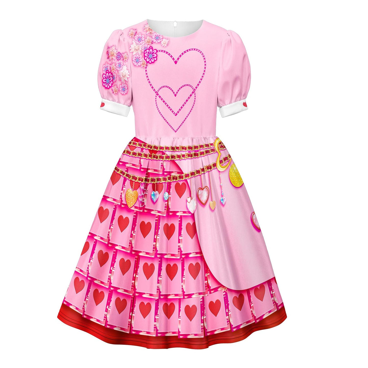 Teens and Women Queen of Hearts Costume Pink Princess Bridget Outfit Wig and Stockings Dress Up