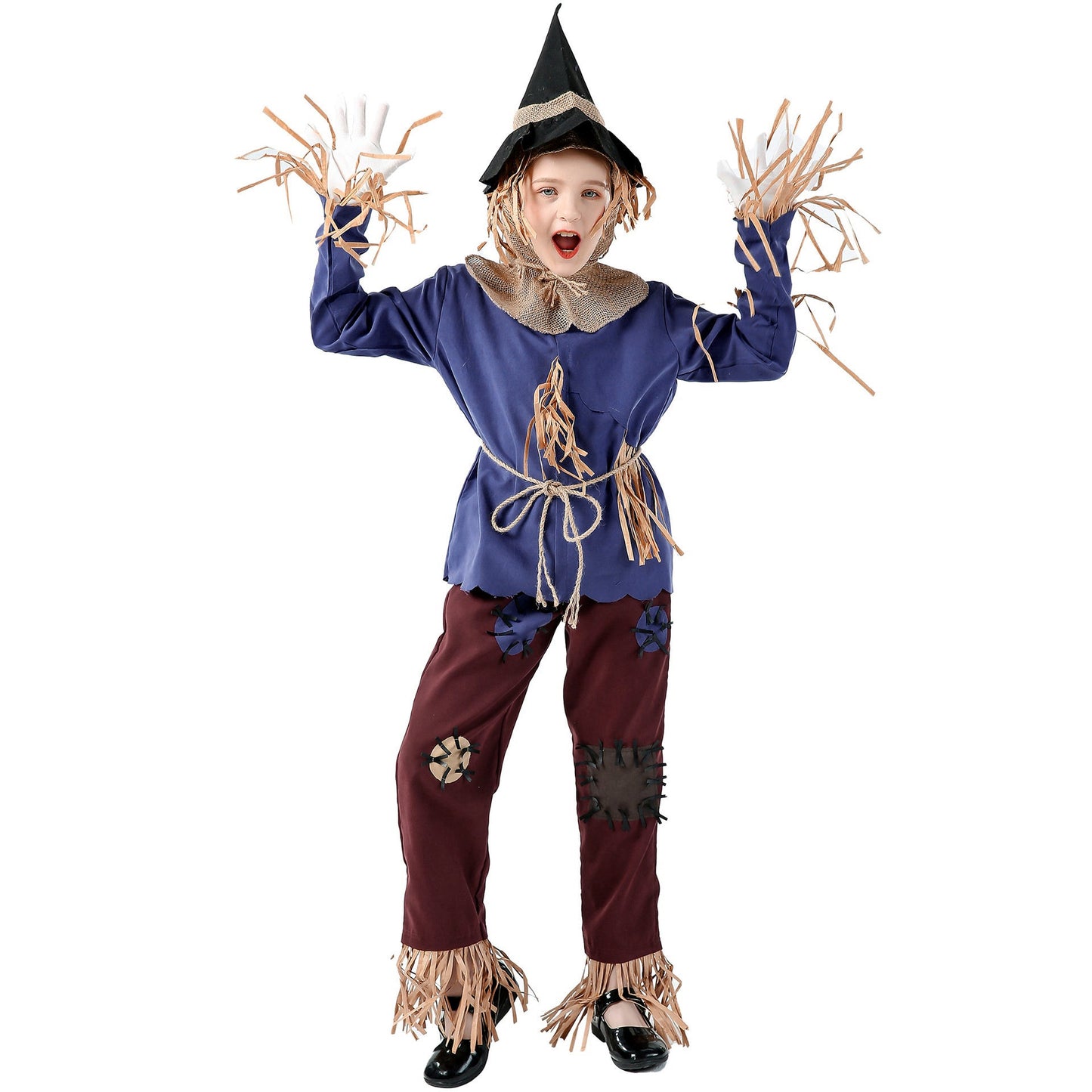 Family Matching Scarecrow Costume Female Male Boys Girls Strawman Halloween Party Dress Up Outfit