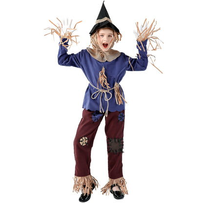 Family Matching Scarecrow Costume Female Male Boys Girls Strawman Halloween Party Dress Up Outfit