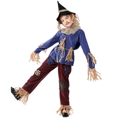 Family Matching Scarecrow Costume Female Male Boys Girls Strawman Halloween Party Dress Up Outfit