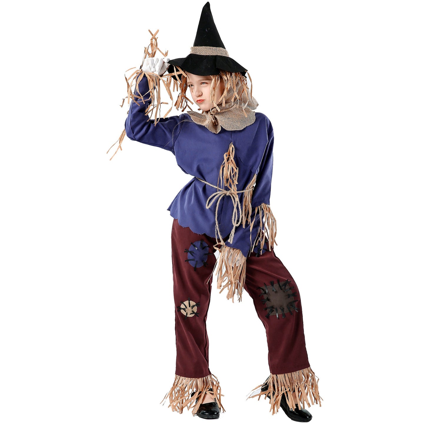 Family Matching Scarecrow Costume Female Male Boys Girls Strawman Halloween Party Dress Up Outfit