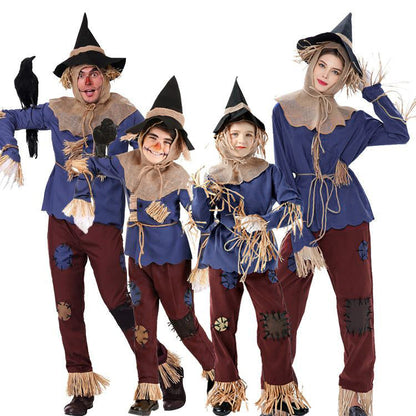 Family Matching Scarecrow Costume Female Male Boys Girls Strawman Halloween Party Dress Up Outfit